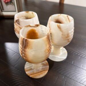 Set of Three Onyx Goblets